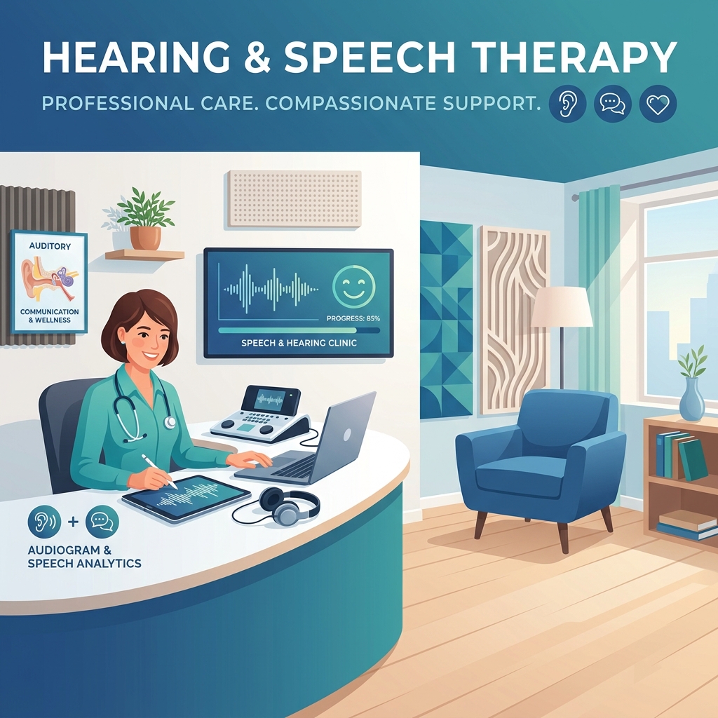 Modern clinic diagnostics and digital hearing therapy equipment